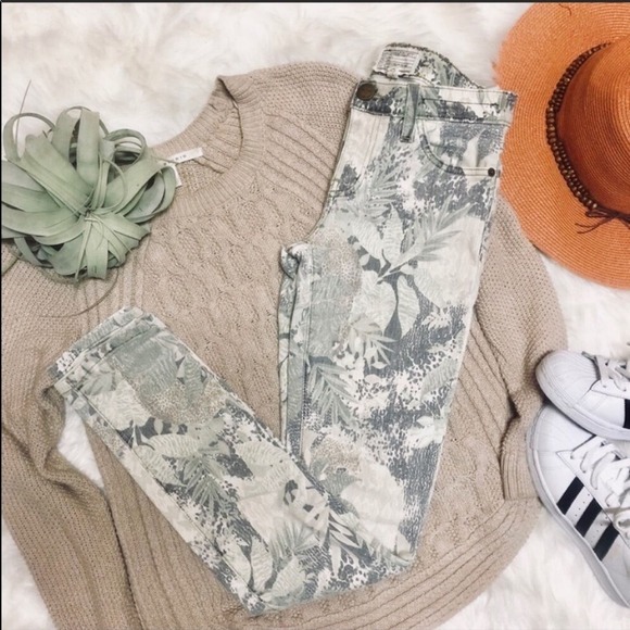 CURRENT/ELLIOTT Vintage Safari Cream Tan Printed Low Rise Ankle Skinny Jeans 25 - Picture 5 of 8